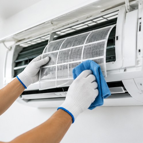 Cleaning an air conditioner filter